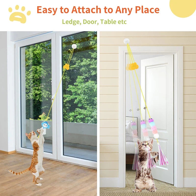 Cat Toys Swing Sticky Disc Elastic Hanging Door