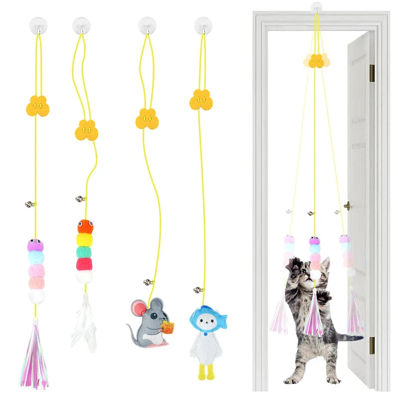 Cat Toys Swing Sticky Disc Elastic Hanging Door